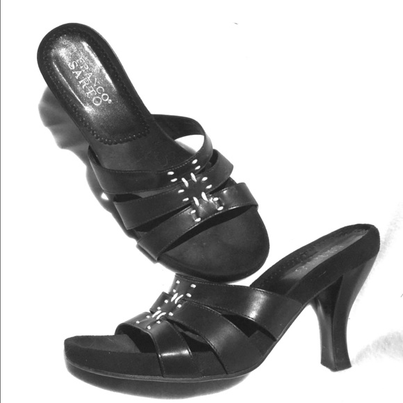 Franco Sarto Black High Heel Mule  Sandals 9 1/2 M - Picture 4 of 6